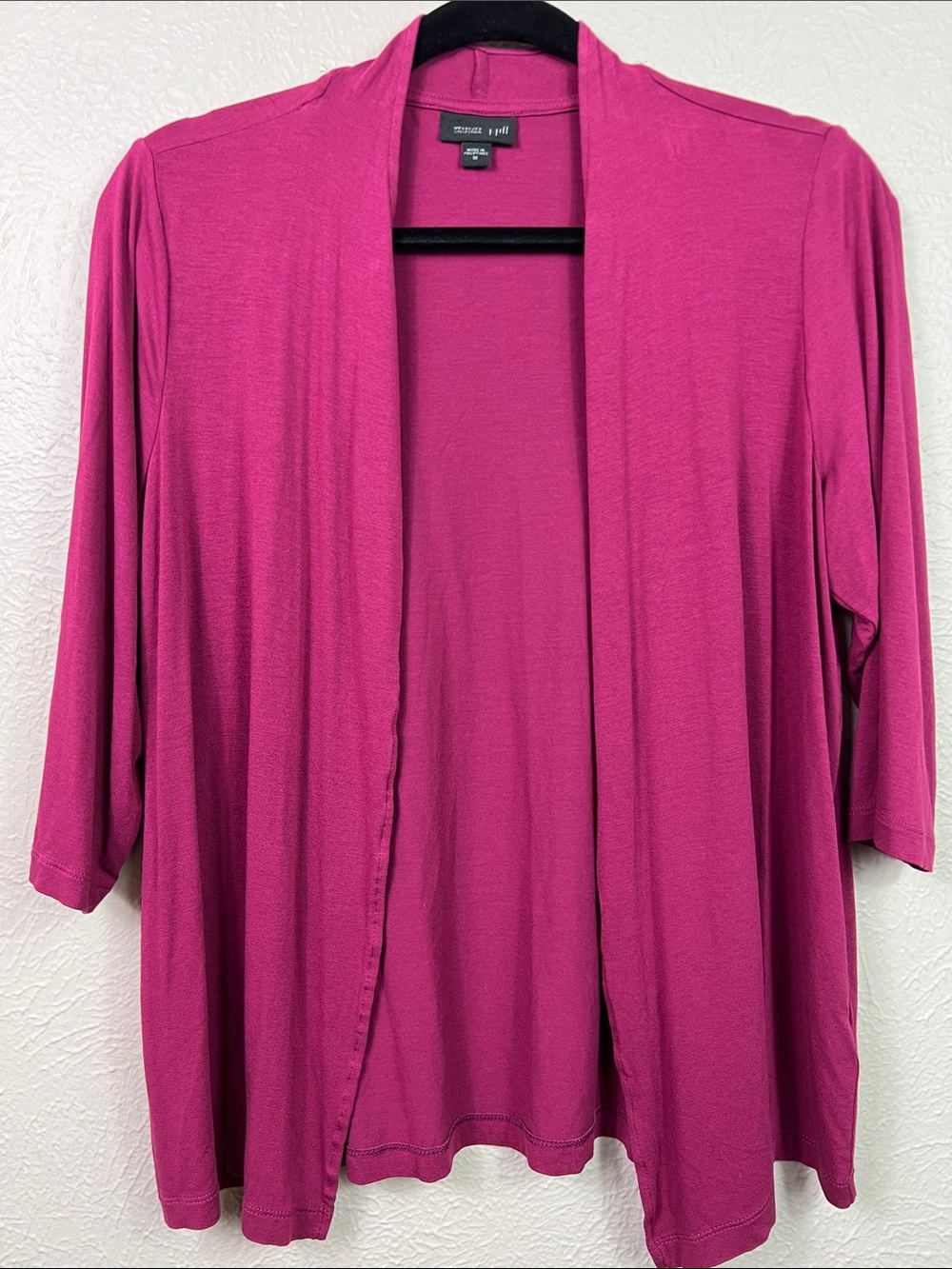 J. Jill Wearever Collection Plum Wine 3/4 Sleeve Open Front Cardigan Medium